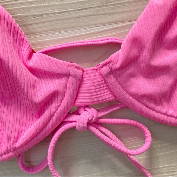 RARE Maaji πΈ Pinkish Lollipop Reversible Floral Underwire Lace-Up Bikini Top β€οΈ - Picture 2 of 9